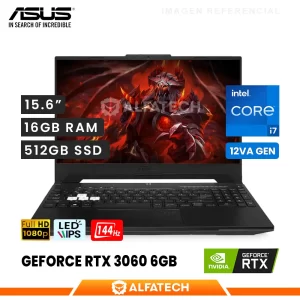 LAPTOP ASUS TUF DASH F15 FX517ZM-HN001W INTEL CORE I7 12650H 16GB RAM 512GB SSD RTX 3060 6GB 15.6 FHD IPS 144HZ