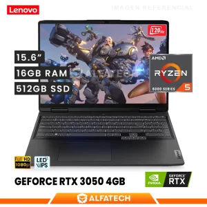 LAPTOP LENOVO IDEAPAD GAMING 3 15ARH7 AMD RYZEN 5 6600H 16GB RAM 512GB SSD RTX 3050 4GB 15.6 FHD IPS 120HZ(82SB00HPLM)