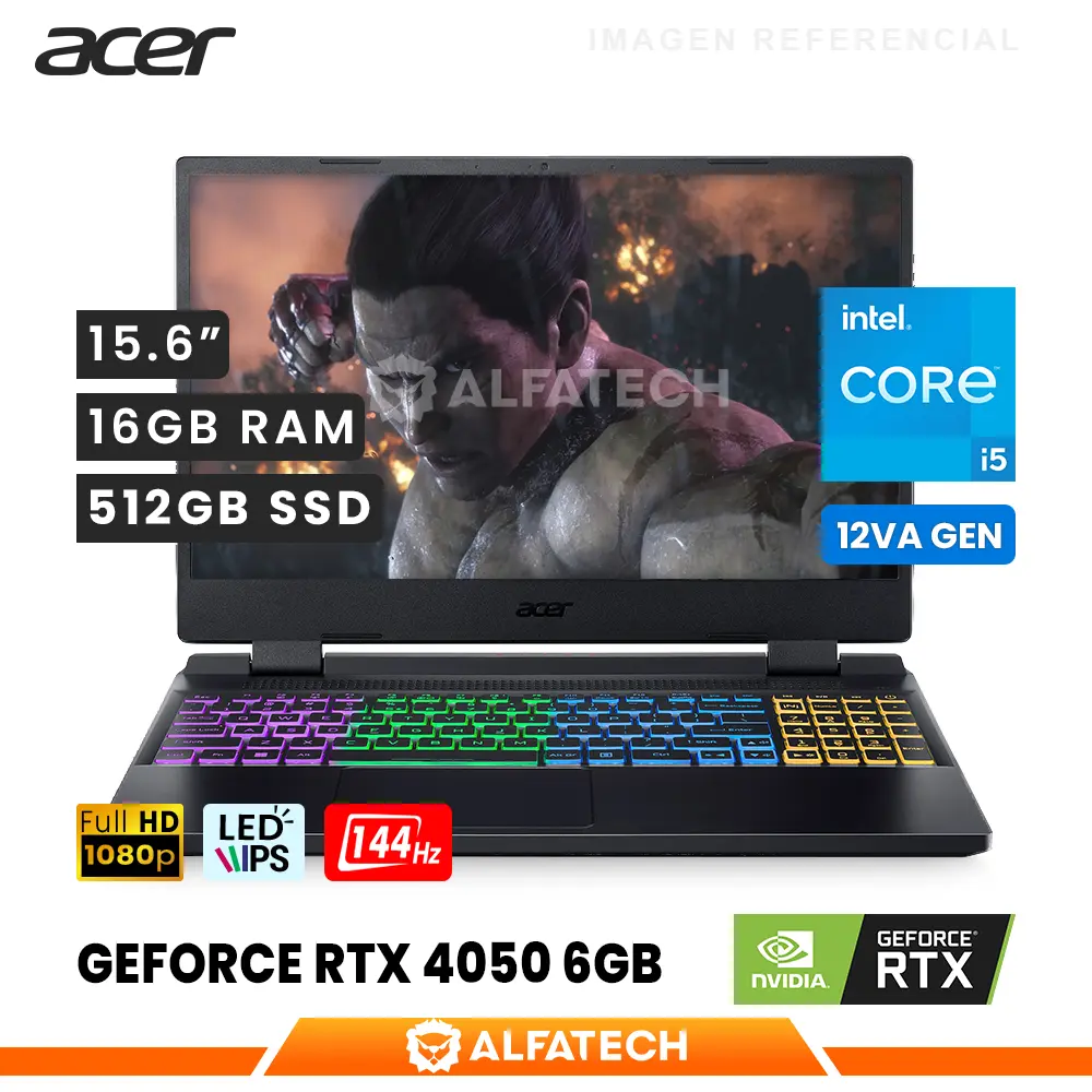 LAPTOP ACER NITRO 5 AN515-58-5835 INTEL CORE I5 12450H 16GB RAM 512GB SSD RTX 4050 6GB 15.6 FHD IPS 144HZ(NH.QLZAL.009)