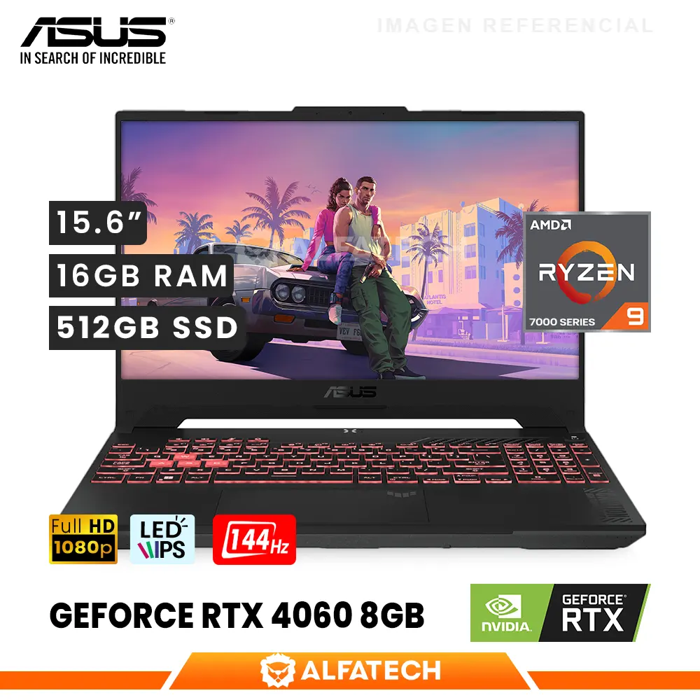 LAPTOP ASUS TUF A15 FA507XV-BS93 GAMING Ryzen 9 7940HS 16GB RAM 512GB SSD RTX 4060 8GB 15.6 FHD IPS 144HZ(90NR0DY5-M002J0)