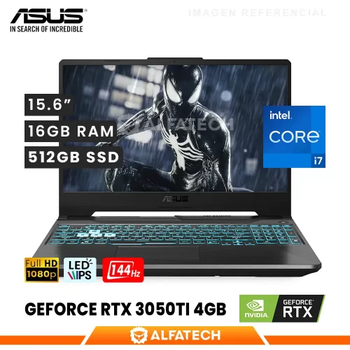 LAPTOP ASUS TUF GAMING F15 FX506HE-HN057 INTEL CORE I7 11800H 16GB RAM 512GB SSD RTX 3050TI 4GB 15.6 FHD IPS 144HZ(90NR0704-M00K50)