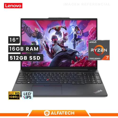 LAPTOP LENOVO THINKPAD E16 GEN 1 AMD RYZEN 7 7730U 16GB RAM 512GB SSD 16 WUXGA IPS
