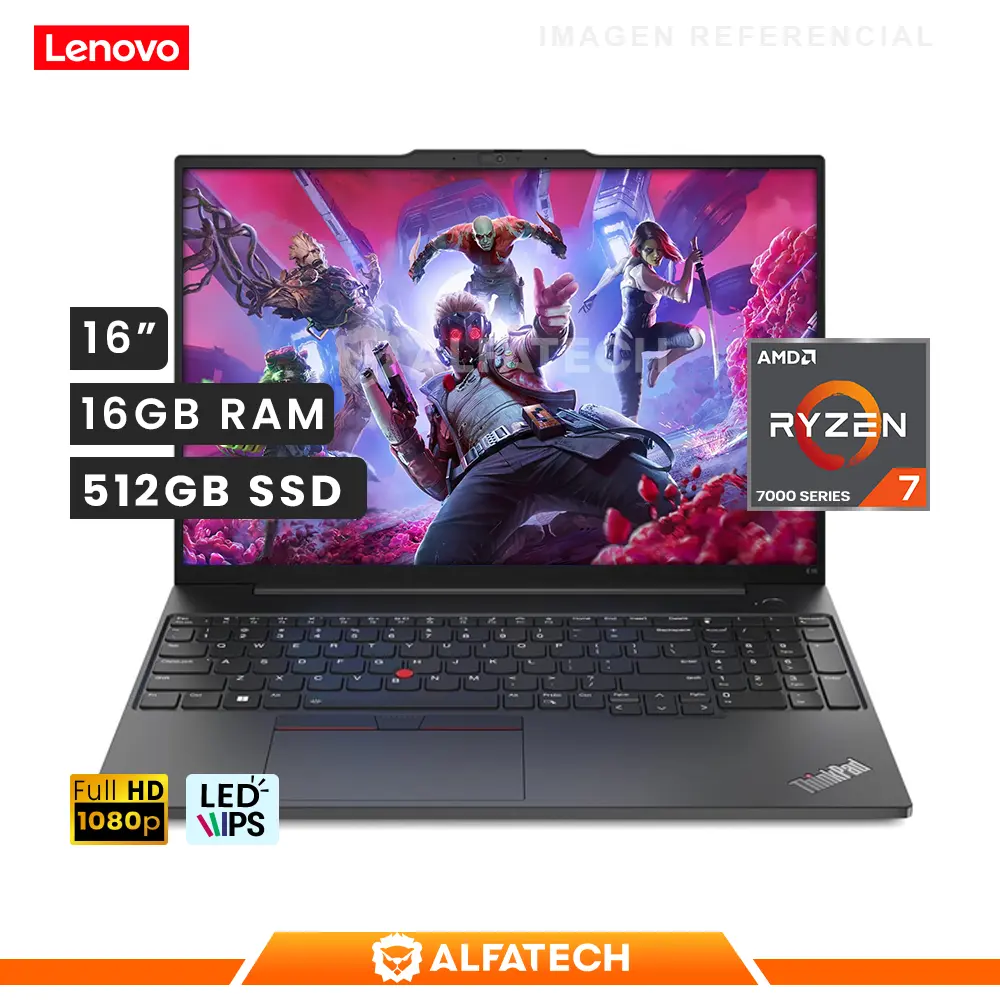 LAPTOP LENOVO THINKPAD E16 GEN 1 AMD RYZEN 7 7730U 16GB RAM 512GB SSD 16 WUXGA IPS