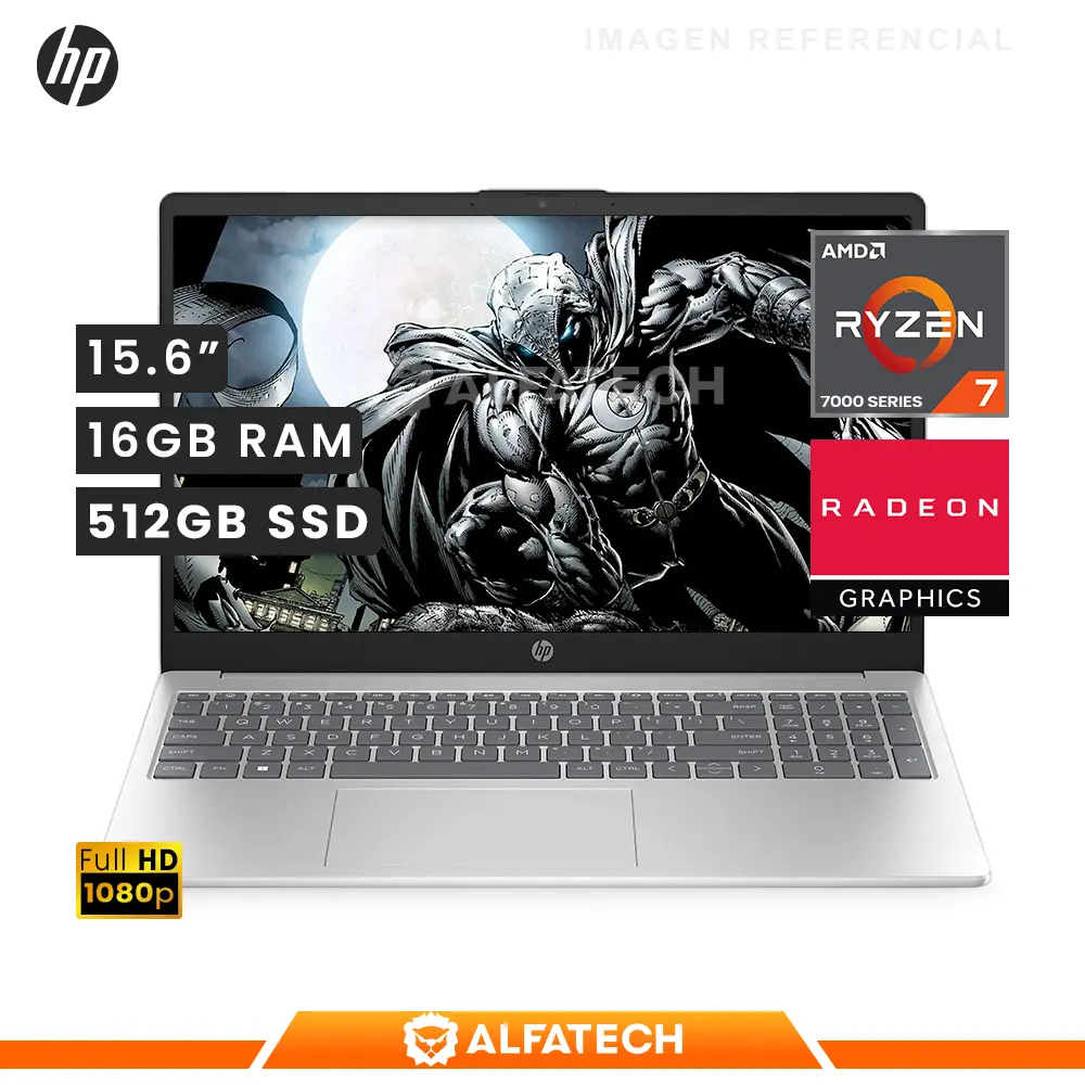 LAPTOP HP 15-FC0012LA AMD RYZEN 7 7730U 16GB RAM 512GB SSD 15.6 FHD LED (802N1LA#ABM)
