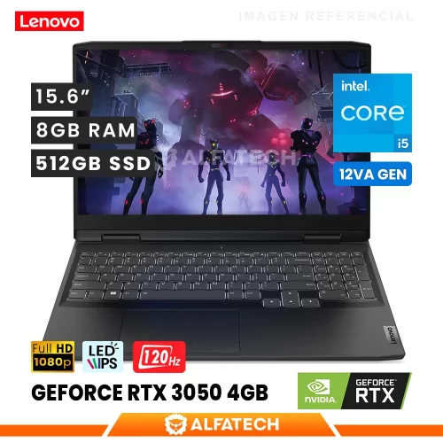 LAPTOP LENOVO IDEAPAD GAMING 3 15IAH7 INTEL CORE I5 12450H 8GB RAM 512GB SSD RTX 3050 4GB 15.6 FHD 120HZ (82S900YELM)