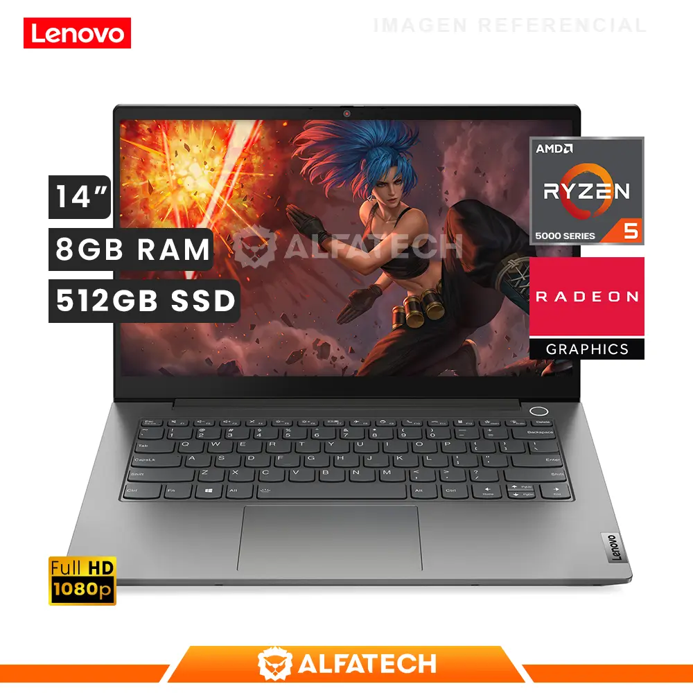 LAPTOP LENOVO THINBOOK 14 G3 ACL AMD RYZEN 5 5500 8GB RAM 512GB SSD 14 FHD LED (21A200S7LM)