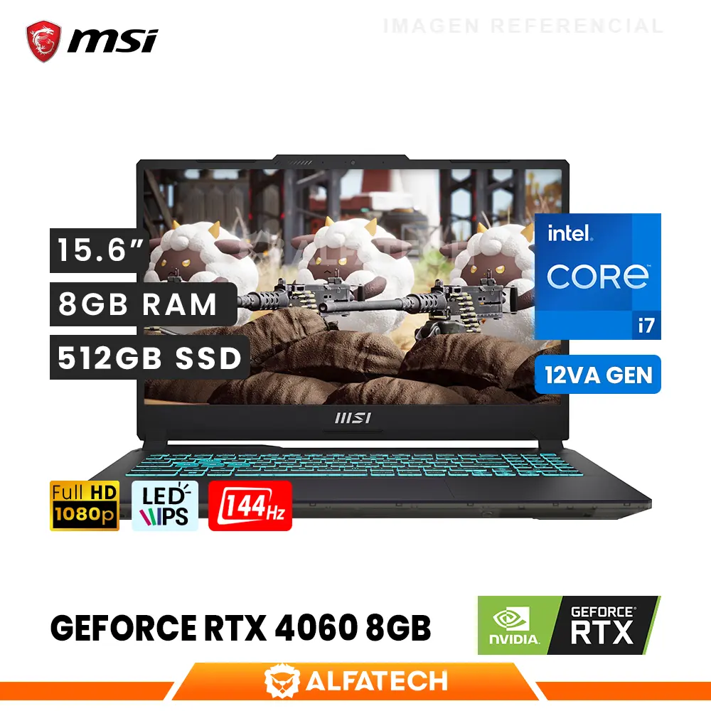 LAPTOP MSI CYBORG 15 A12VF-043 GAMING INTEL CORE I7 12650H 8GB RAM 512GB SSD RTX 4060 8GB 15.6 FHD IPS 144HZ(CYBORG1512043)