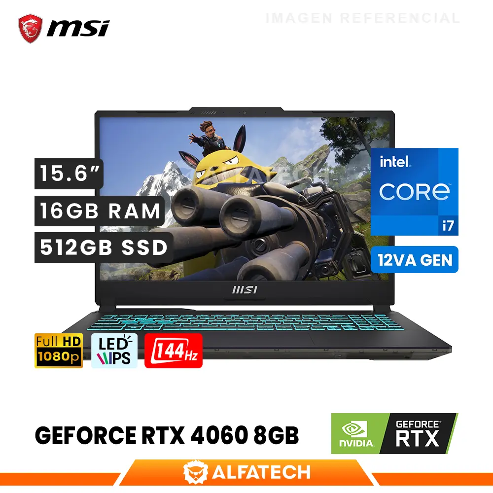 LAPTOP MSI CYBORG 15 A12VF-043 GAMING INTEL CORE I7 12650H 16GB RAM 512GB SSD RTX 4060 8GB 15.6 FHD IPS 144HZ(CYBORG1512043)