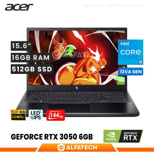 LAPTOP ACER NITRO V 15 ANV15-51-526M INTEL CORE I5 13420H 16GB RAM 512GB SSD RTX 3050 6GB 15.6 FHD IPS 144HZ (NH.QN9AL.002)