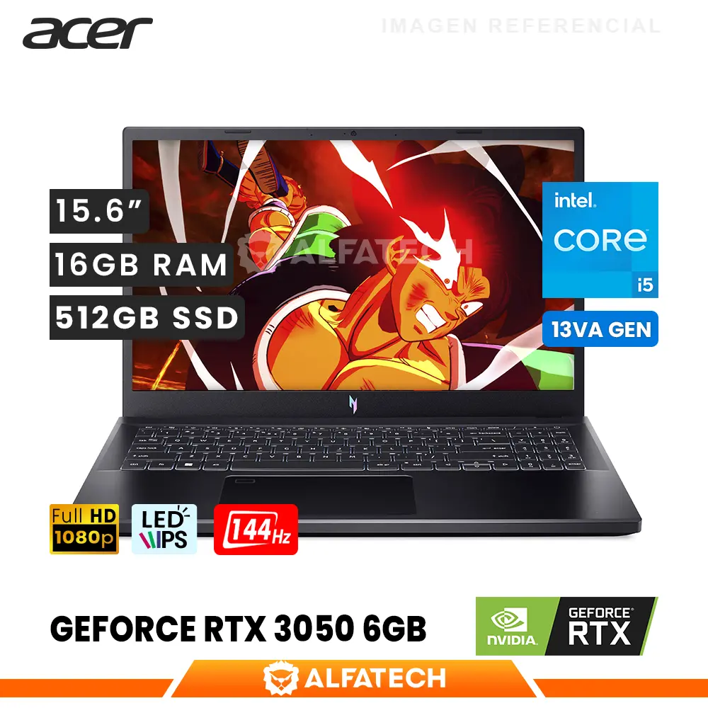 LAPTOP ACER NITRO V 15 ANV15-51-526M INTEL CORE I5 13420H 16GB RAM 512GB SSD RTX 3050 6GB 15.6 FHD IPS 144HZ (NH.QN9AL.002)