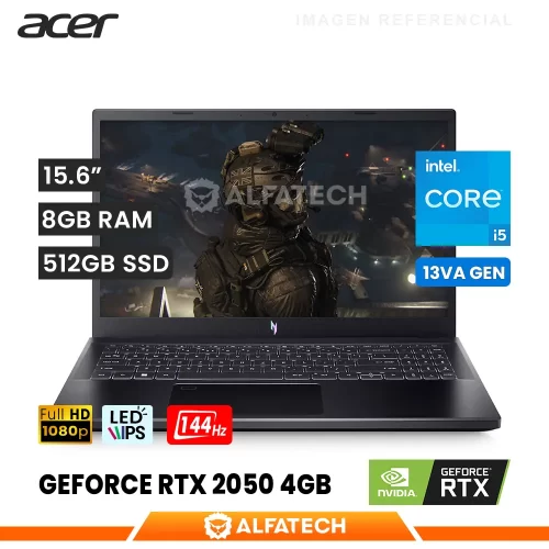 LAPTOP ACER NITRO V15 ANV15-51-518Q INTEL CORE I5 13420H 8GB RAM 512GB SSD RTX 2050 4GB 15.6 FHD IPS 144HZ (NH.QNAAL.003)