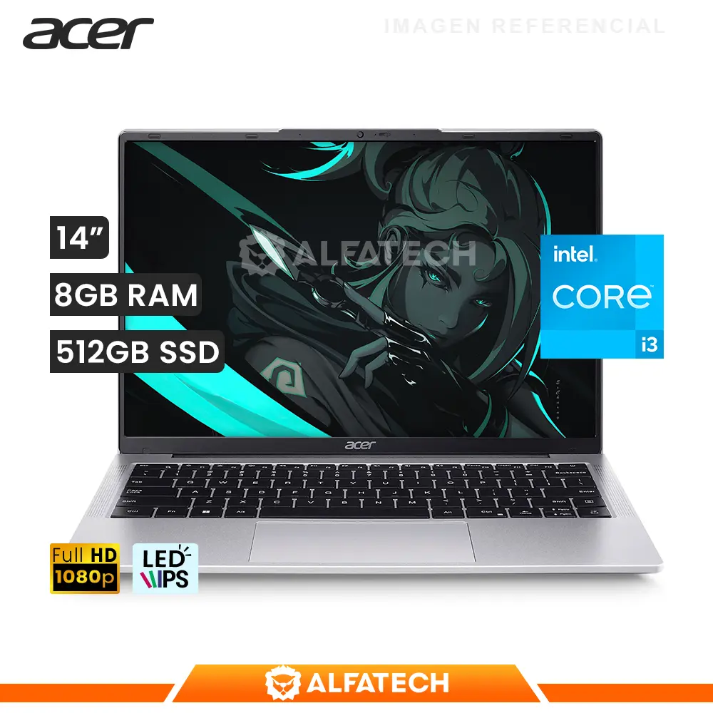 LAPTOP ACER ASPIRE LITE AL14 31P 353Y INTEL CORE I3 N300 8GB RAM 512GB SSD 14 WUXGA IPS (NX.KS9AL.001)