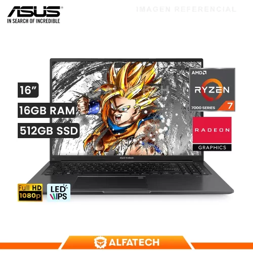 LAPTOP ASUS VIVOBOOK M1605YA-MB204 AMD RYZEN 7 7730U 16GB RAM 512GB SSD 16 WUXGA (90NB10R1-M007Z)