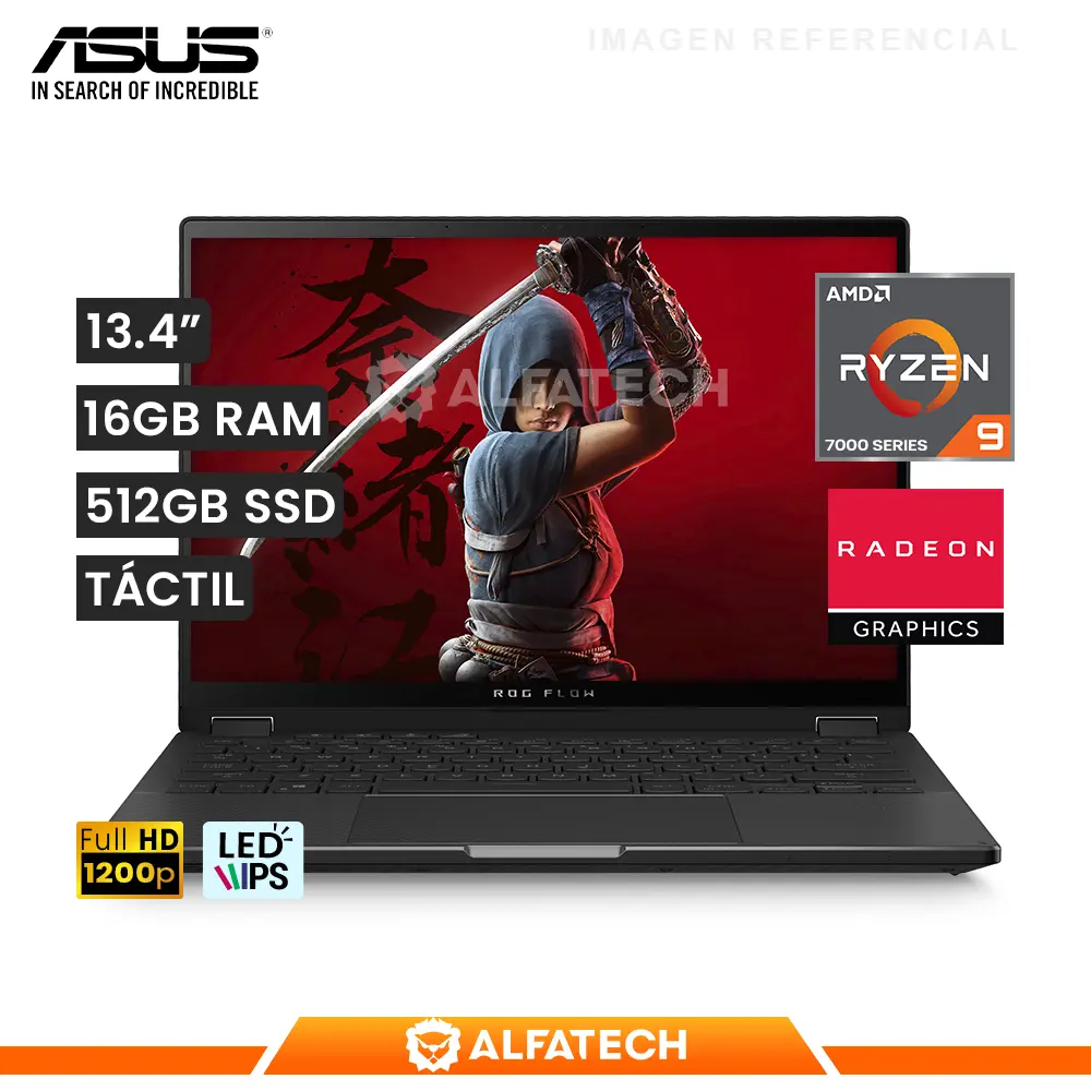 LAPTOP ASUS ROW FLOW X13 GV302XA-X13.R9512 AMD RYZEN 9 7940HS 16GB RAM 512GB SSD 13.4 WUXGA TOUCH (90NR0BM1-M000H0)