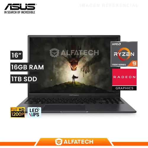 LAPTOP ASUS VIVOBOOK 16 M1605XA-MB076 AMD RYZEN 9 7940HS 16GB RAM 1TB SSD 16 WUXGA (90NB1221-M003C0)