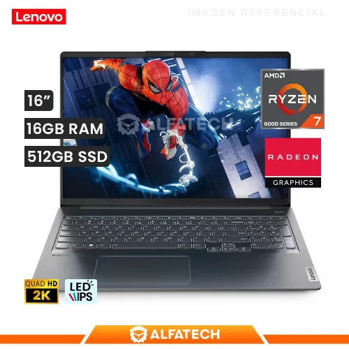 LAPTOP LENOVO IDEAPAD 5 PRO 16ARH7 AMD RYZEN 7 6800HS 16GB RAM 512GB SSD 16 WQXGA IPS (82SN008XLM)