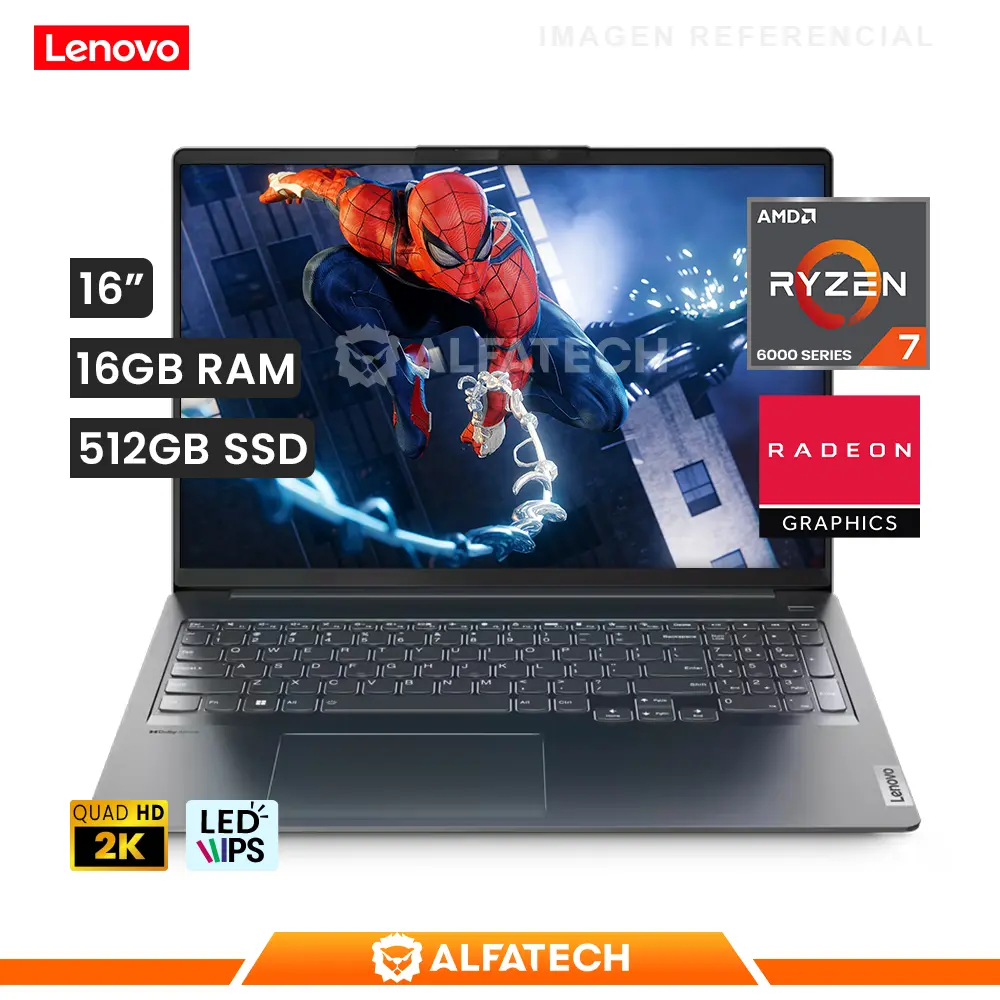 LAPTOP LENOVO IDEAPAD 5 PRO 16ARH7 AMD RYZEN 7 6800HS 16GB RAM 512GB SSD 16 WQXGA IPS (82SN008XLM)